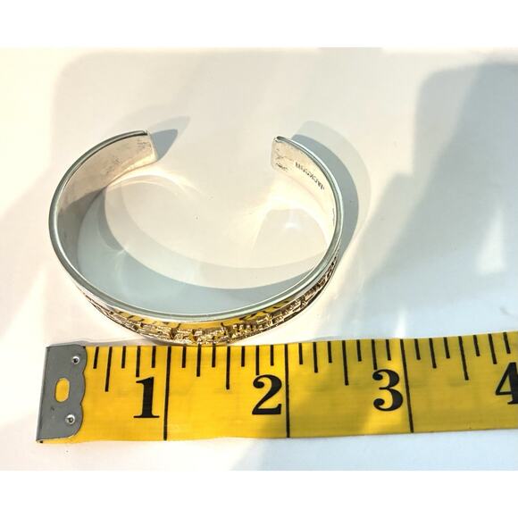 Navajo Signed Tommy Jackson Sterling , 14k Gold Overlay Design Cuff Bracelet 42g - Picture 10 of 14